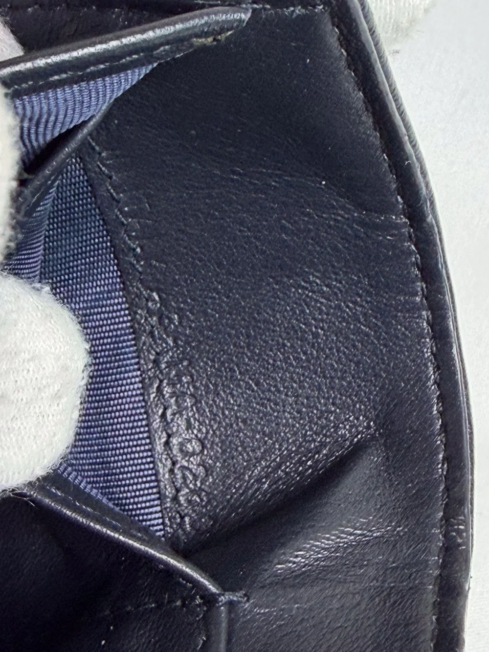 Christian Dior Oblique Trifold Compact Wallet Authentic Navy Blue